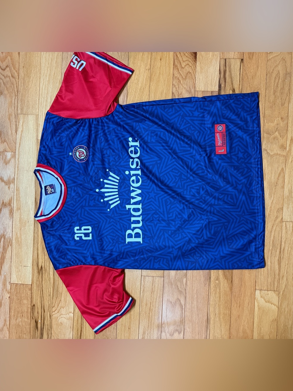 Budweiser Blue and Red Men's Soccer Jersey